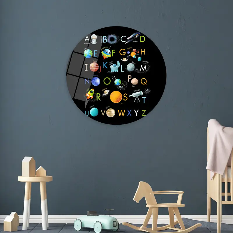 Elegant Space Alphabet Printed Canvas for Baby Room Decor