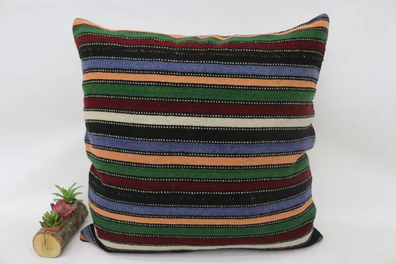 Pillow Case, Yoga Cushion, Shabby Chic Cushion Case, Vintage Kilim Pillow, Vintage Pillow, Kilim Cushion Sham, 28x28 Green Cushion Case - 1