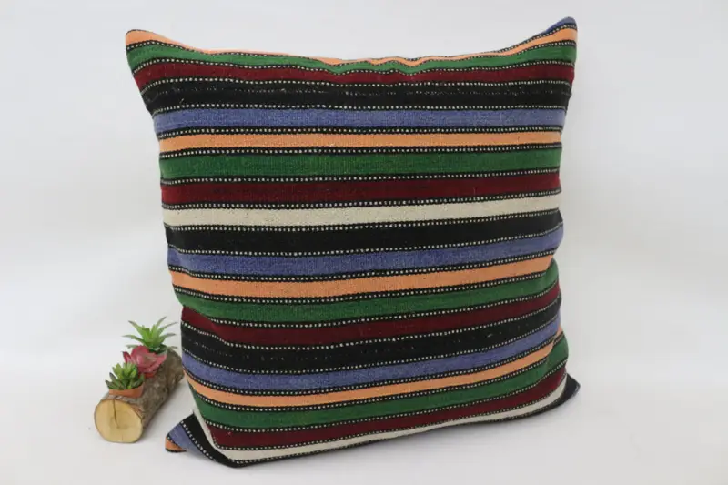 Pillow Case, Yoga Cushion, Shabby Chic Cushion Case, Vintage Kilim Pillow, Vintage Pillow, Kilim Cushion Sham, 28x28 Green Cushion Case - 3
