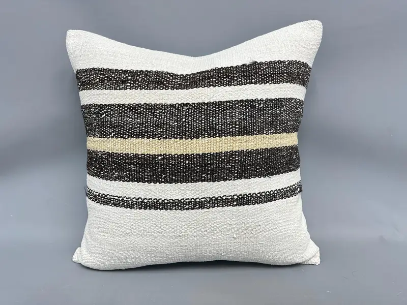Lounge Throw Cushion Case, Ethnical Kilim Rug Pillow, Interior Designer Pillow, Pillow for Couch, Cushion Case, 24x24 White Pillow - 4