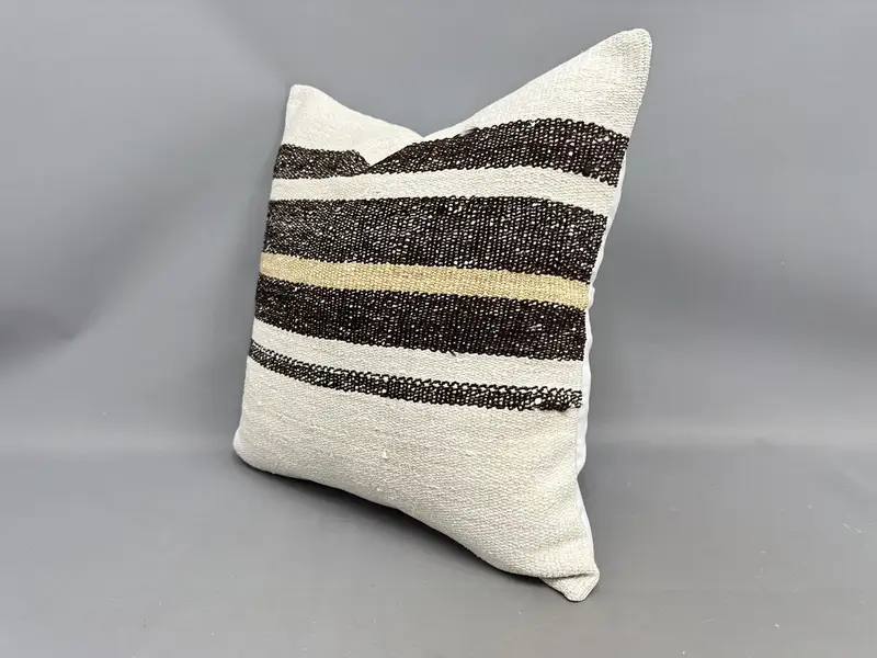 Lounge Throw Cushion Case, Ethnical Kilim Rug Pillow, Interior Designer Pillow, Pillow for Couch, Cushion Case, 24x24 White Pillow - 3