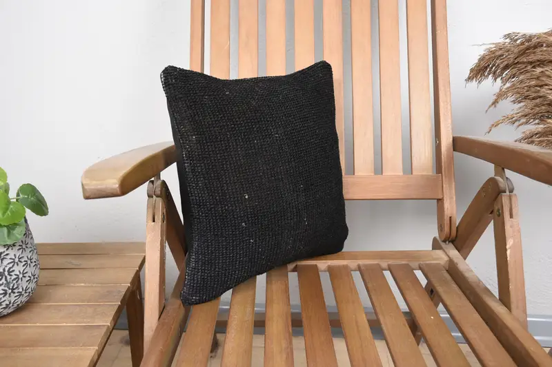 Ottoman Pillow Sham, Morroccon Kilim Cushion Pillow, Vintage Pillow, Pillow, Custom Pillow, Antique Pillows, 14x14 Black Pillow, Pillow for Couch - 2