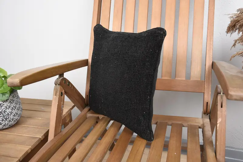 Ottoman Pillow Sham, Morroccon Kilim Cushion Pillow, Vintage Pillow, Pillow, Custom Pillow, Antique Pillows, 14x14 Black Pillow, Pillow for Couch - 3