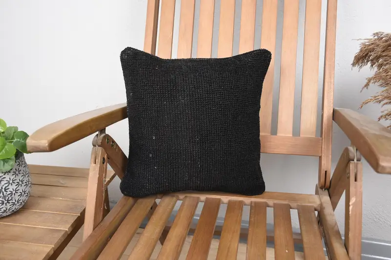 Ottoman Pillow Sham, Morroccon Kilim Cushion Pillow, Vintage Pillow, Pillow, Custom Pillow, Antique Pillows, 14x14 Black Pillow, Pillow for Couch - 1