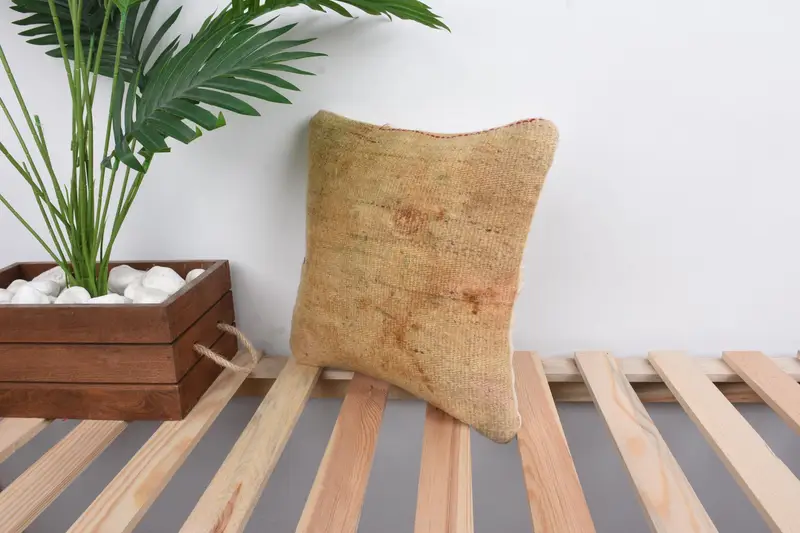 Pillow, Bohemian Cushion Cushion, Boho Pillow Sham Cover, Kilim Pillow Cover, 12x12 Beige Cushion Cover, Vintage Kilim Throw Pillow - 5