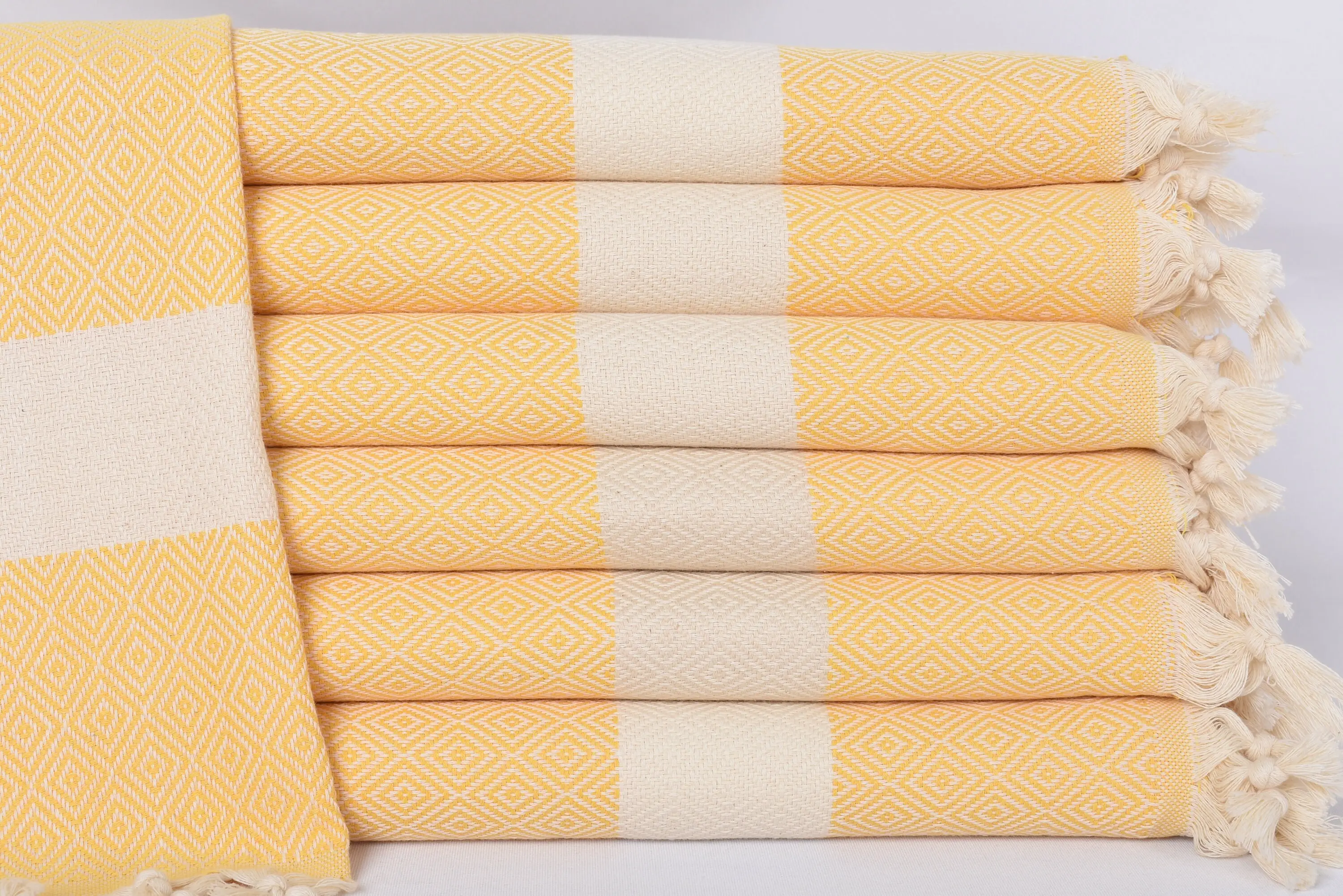 36x20 Yellow Diamond Dish Towel, Organic Cotton, Personalized - 1