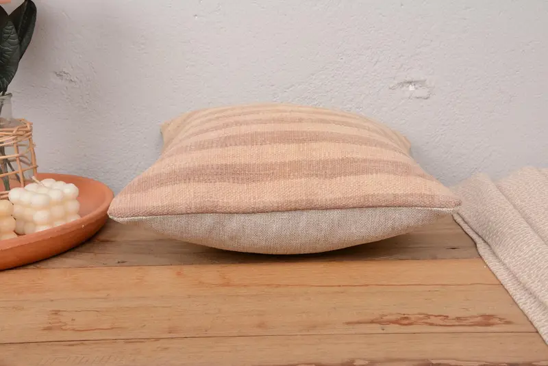 Antique Pillows, Interior Designer Pillow, 14x14 Beige Cushion Cover, Nomadic Cushion Cover, Throw Kilim Pillow, Pillow, Cotton Cushion Cover - 5