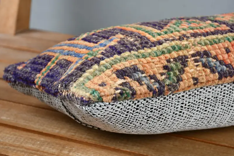 8x16 Blue Pillow, Anatolian Pillow Cover, Handmade Kilim Cushion, Gift Pillow, Luxury Pillow Case, Kilim Cushion Sham, Nomadic Pillow, Pillow - 4