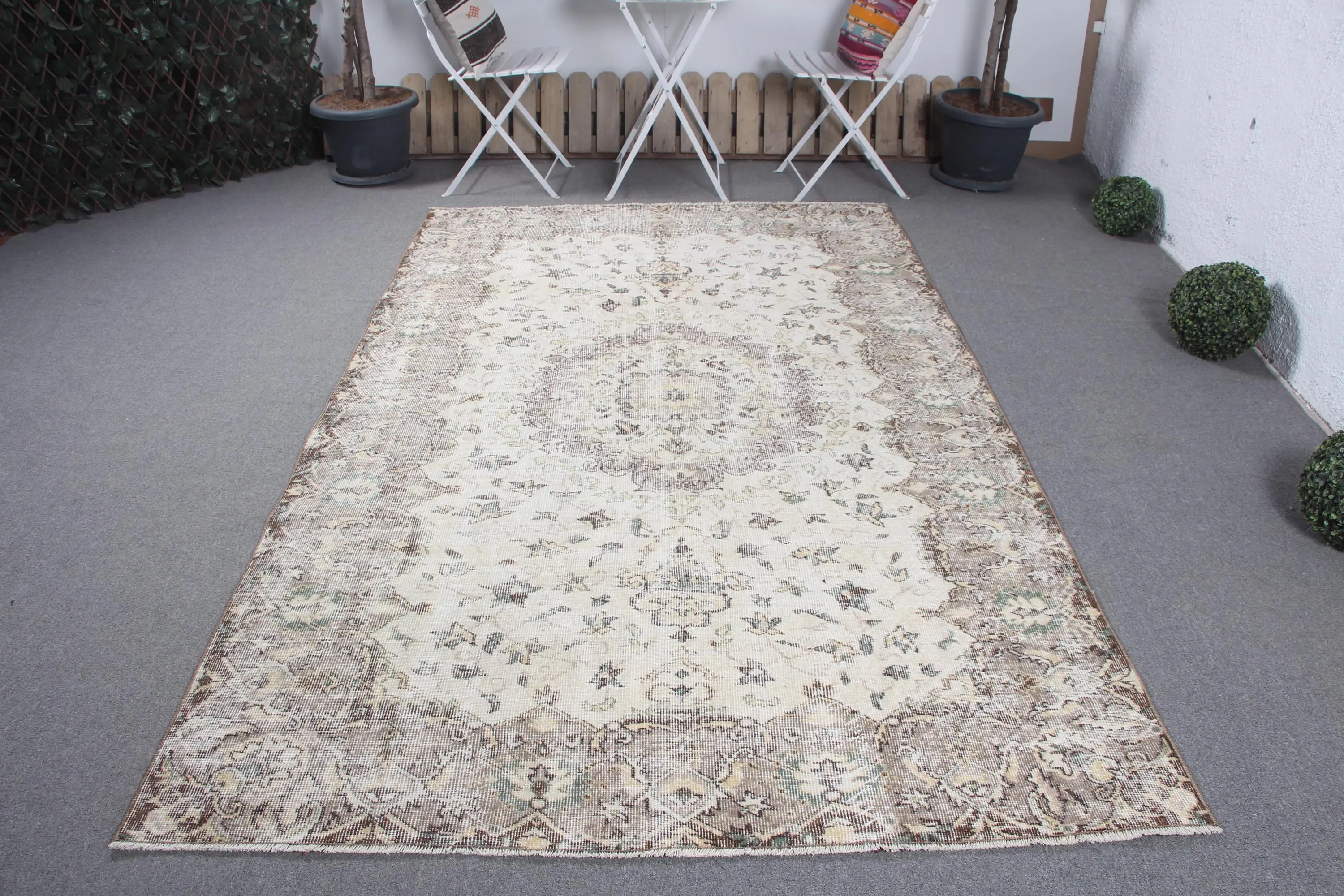 Türk Halısı 5,4x8,9 ft (164x270 cm), Kahverengi Ombré Vintage Halı - 1