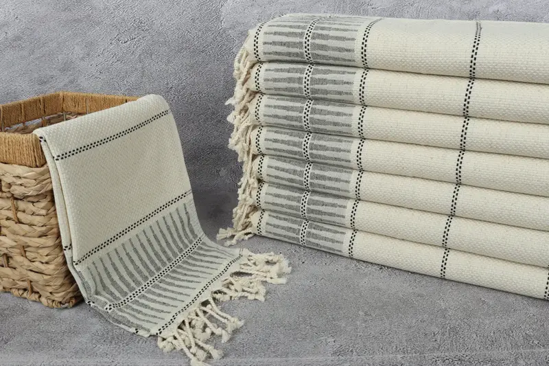Personalized Wedding Gift For Couple, Custom Wedding Gifts, Small Bath Towels, Bridesmaid Gifts, Turkish Tea Towel, 40x20 Linen Striped Towel - 3