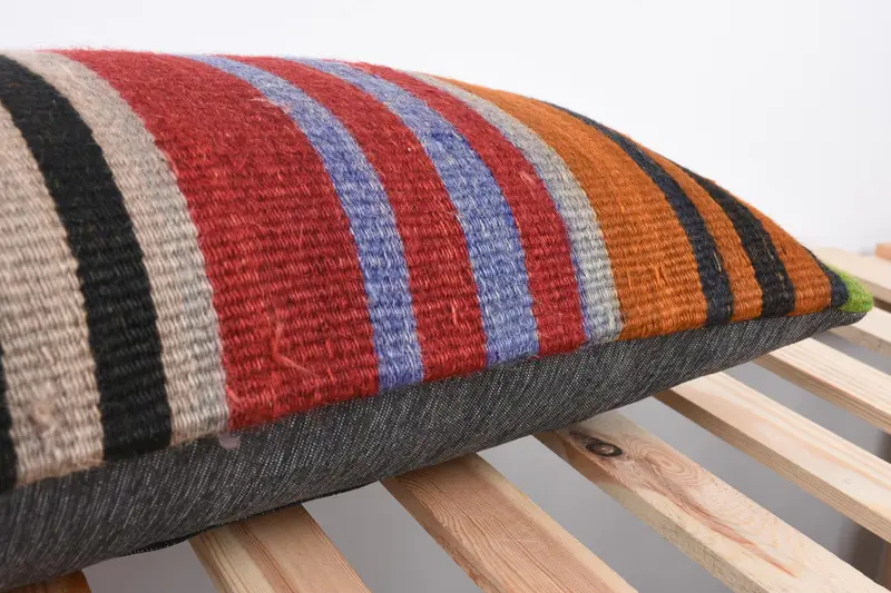 Kilim Pillow Cover, Cushion Case, Knitted Pillow Sham, Gift Pillow, Kilim Pillow, Boho Throw Cushion Case, 12x36 Green Pillow - 7