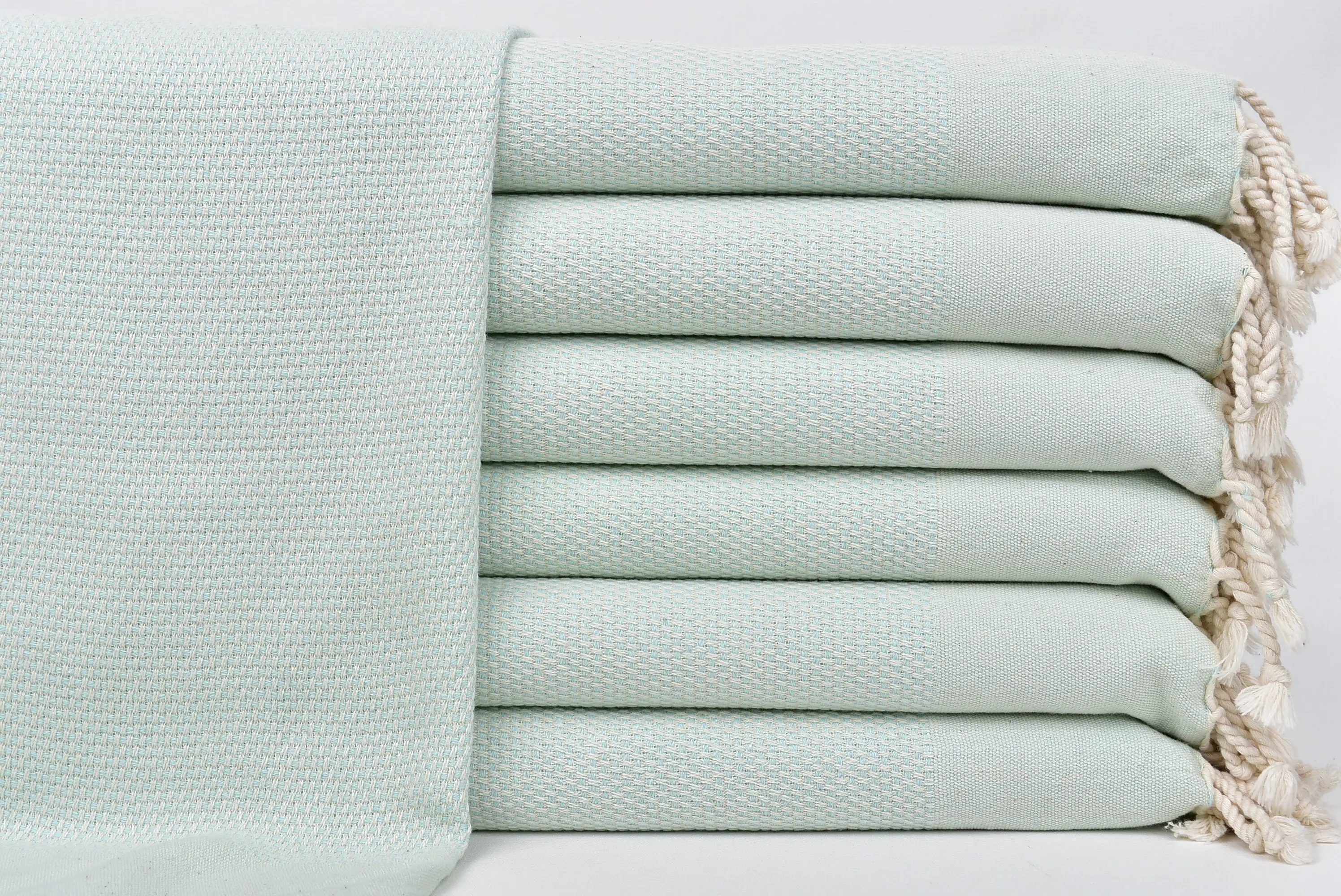 Turkish Hand Towel Mint, Striped Peshkir, 24x44 Inches - 1