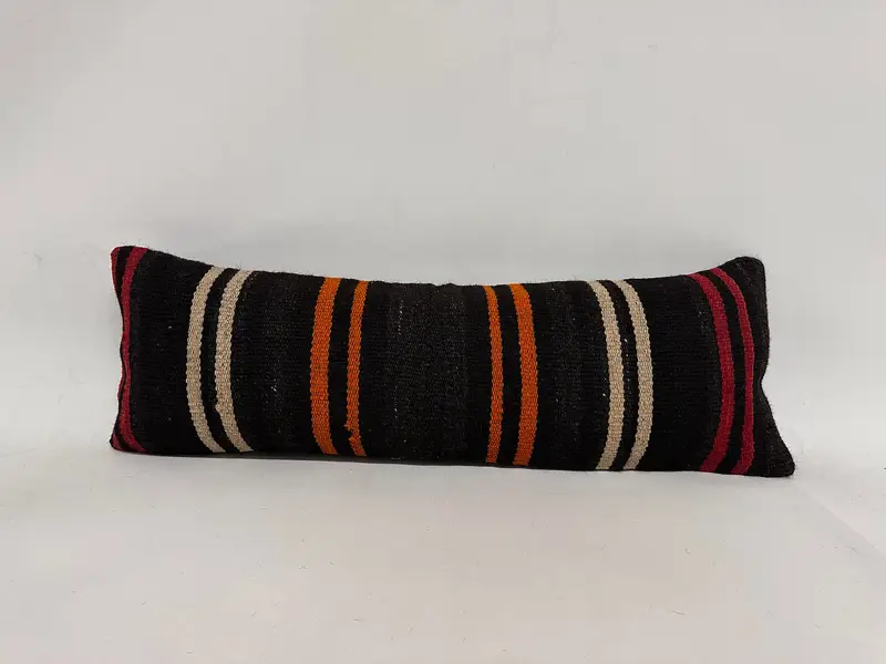Cushion Case, 12x36 Brown Cushion Cover, Handmade Kilim Cushion, Turkish Pillow, Home Decor Pillow, Farmhouse Pillow, Retro Cushion - 1