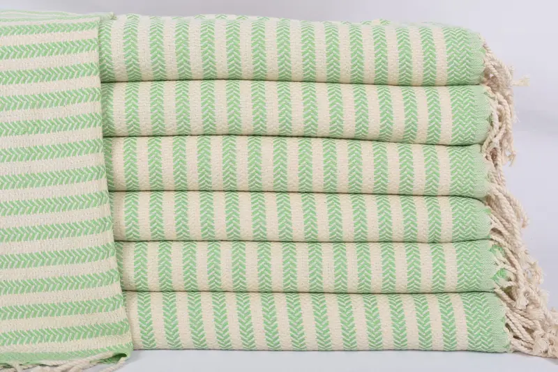 Personalized Dish Towel Green Chevron, 40x18 Inches, Organic Cotton