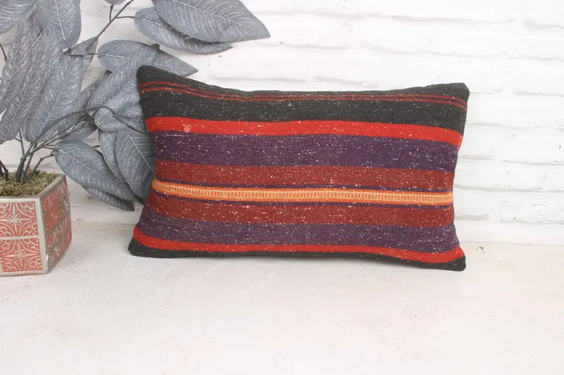 12x20 Purple Pillow Case, Kilim Pillow Cover, Ethnical Kilim Rug Pillow, Vintage Kilim Pillow, Personalized Gift Pillow Cushion Cover, Pillow Sham - 1