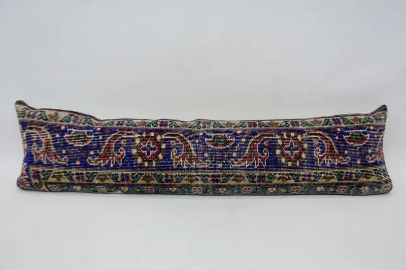 Boho Pillow Sham Cover, Cushion Cover, 12x48 Blue Cushion, Home Decor Pillow, Handwoven Pillow Cover Pillow Case, Interior Designer Pillow - 1