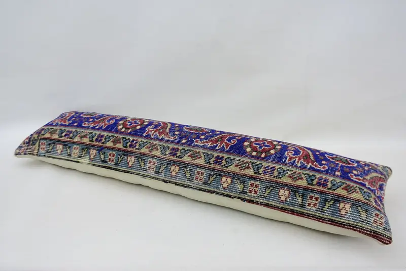 Boho Pillow Sham Cover, Cushion Cover, 12x48 Blue Cushion, Home Decor Pillow, Handwoven Pillow Cover Pillow Case, Interior Designer Pillow - 6