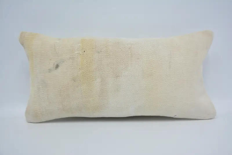 Vintage Kilim Pillow, 12x24 White Cushion Cover, Turkish Pillow, Vintage Pillow Case, Kilim Cushion Sham, Designer Throw Pillow Case, Cushion Case - 1