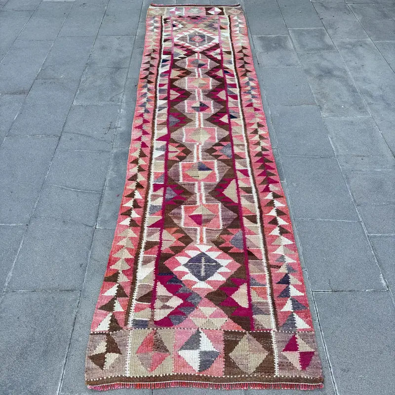 Rainbow Abstract Rug, Vibrant 2.7x10.5 ft Decor