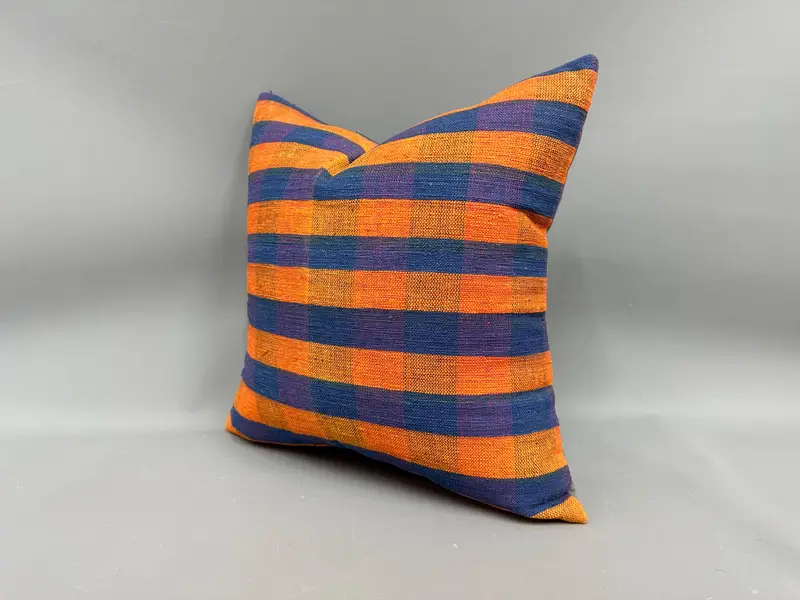 Pillow for Sofa, Kilim Pillow Cover, Boho Pillow Sham Cover, Pillow Case, Bed Cushion Cover, 18x18 Orange Pillow Cover, Seat Cushion - 3