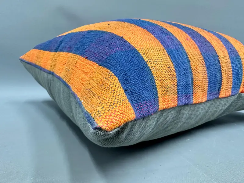 Pillow for Sofa, Kilim Pillow Cover, Boho Pillow Sham Cover, Pillow Case, Bed Cushion Cover, 18x18 Orange Pillow Cover, Seat Cushion - 6