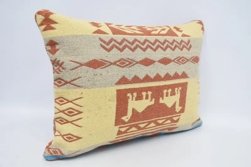 Cushion, Pillow for Couch, 20x28 Yellow Cushion Cover, Handmade Kilim Cushion, Ethnical Kilim Rug Pillow, Southwestern Cushion Cover - 3