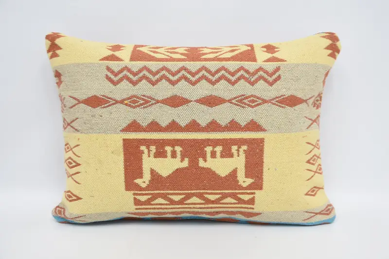 Cushion, Pillow for Couch, 20x28 Yellow Cushion Cover, Handmade Kilim Cushion, Ethnical Kilim Rug Pillow, Southwestern Cushion Cover - 1