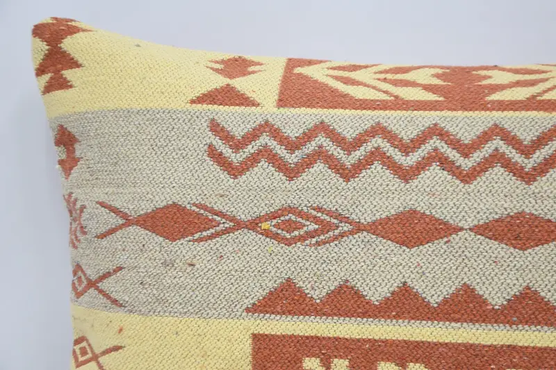 Cushion, Pillow for Couch, 20x28 Yellow Cushion Cover, Handmade Kilim Cushion, Ethnical Kilim Rug Pillow, Southwestern Cushion Cover - 2