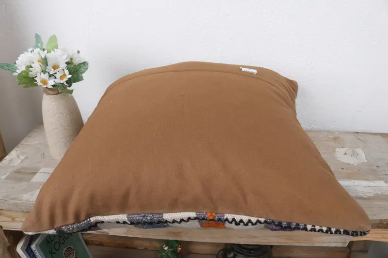 Cushion Case, Turkish Pillow, Comfy Throw Cushion Case, One Of A Kind Cushion Cover, 16x16 Gray Cushion Cover, Gift Pillow, Handmade Kilim Cushion - 7