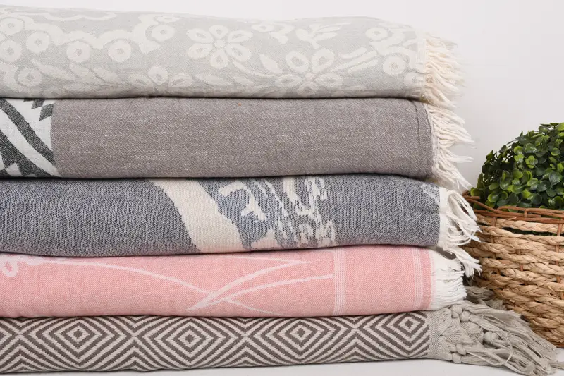 Monogram Blanket, Best Wedding Gift, 80x60 Cotton Set of 5 Towel, Gift For Coworker, Woven Throw Blanket, Oversized Beach Towel, Bedspread - 3