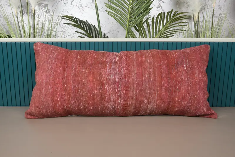 Vintage Red Euro Sham, Woven Gift Rectangle Housewarming Gift Pillow Sham - 1