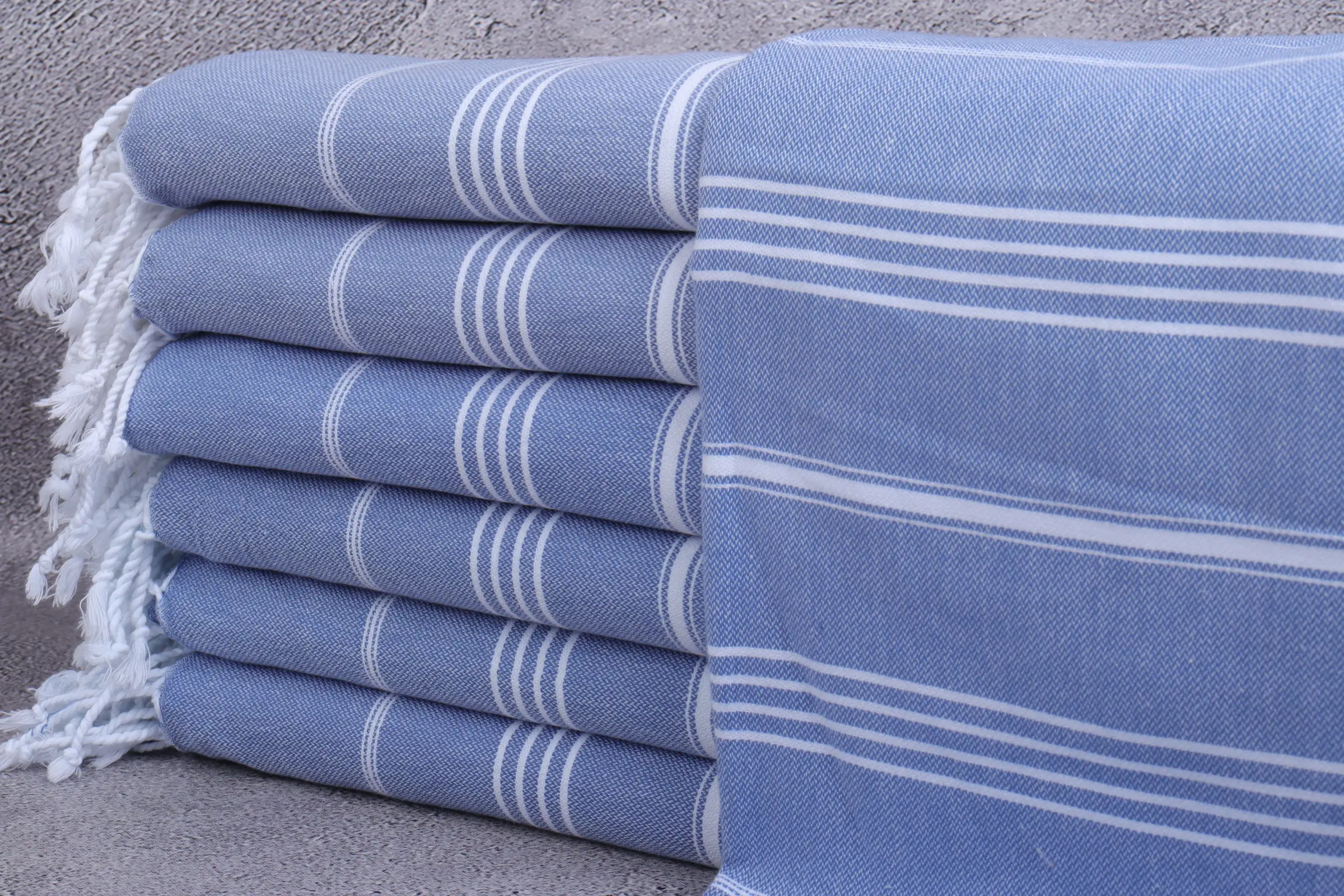 Personalized Turkish Towel, Denim Blue Striped, 40x71 Inches - 1