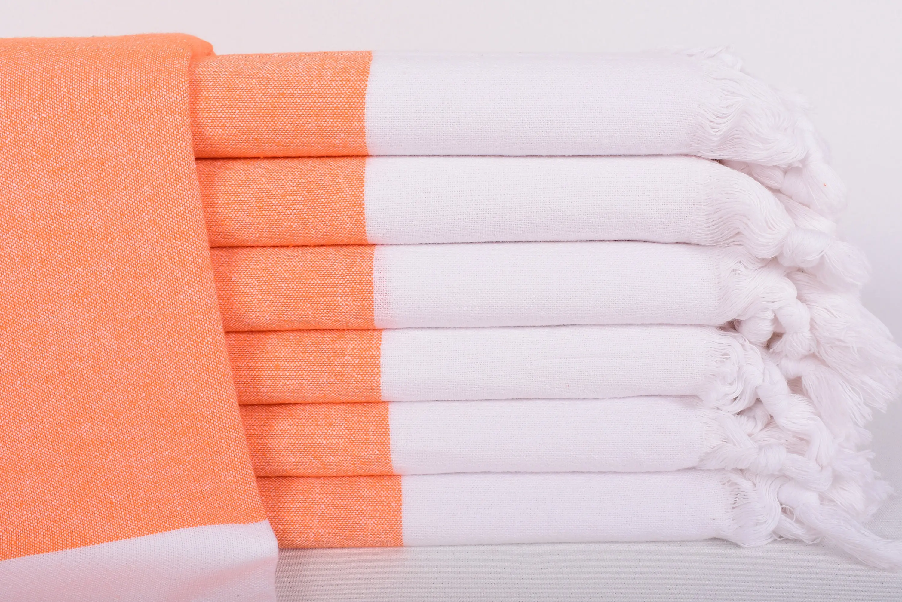 Personalized Beach Towel Orange Striped, 70x28 Inches Organic Cotton - 1