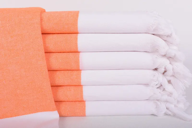 Personalized Beach Towel Orange Striped, 70x28 Inches Organic Cotton