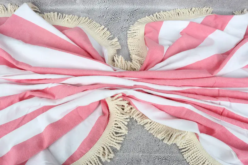 Best Friend Christmas Gift, Holiday Towel, Peshtemal Towel, Soft towel, Bachelor Towel, Beach towel, 64x64 Cotton Striped Round Towel, Pool Towels - 8