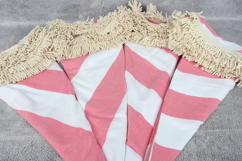 Best Friend Christmas Gift, Holiday Towel, Peshtemal Towel, Soft towel, Bachelor Towel, Beach towel, 64x64 Cotton Striped Round Towel, Pool Towels - 3