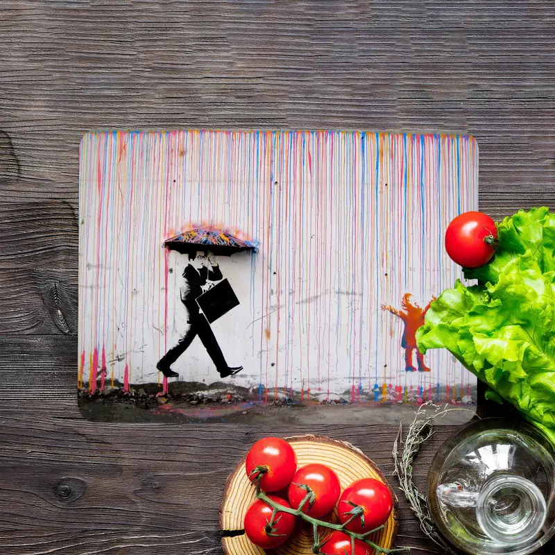 Raindrop Glass Cutting Board with Anti-Slip Feet for Kitchen