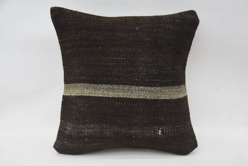 30x30 cm Woven Turkish Cushion Case, Striped Antique TexturedBeige Euro Sham - 1