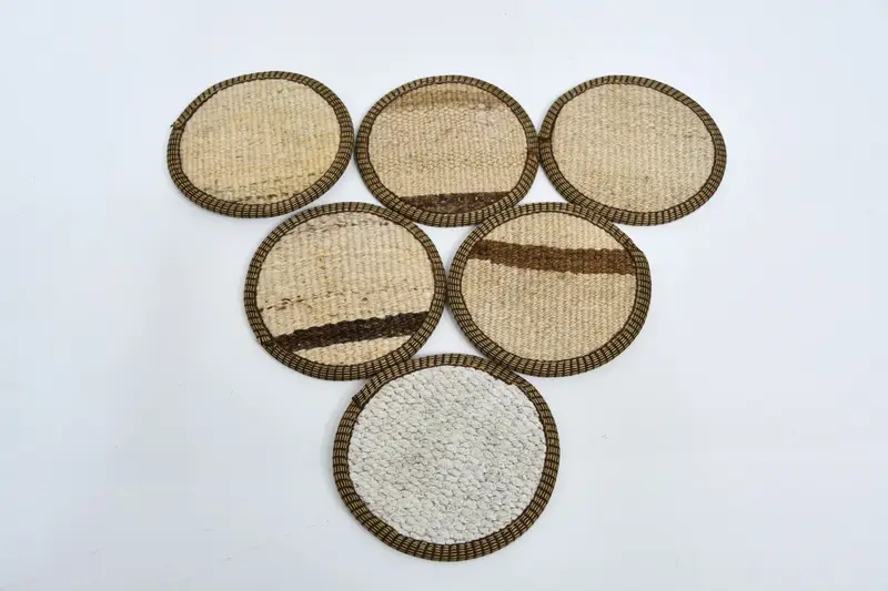 Posavasos redondo boho beige y marrón, posavasos boho único