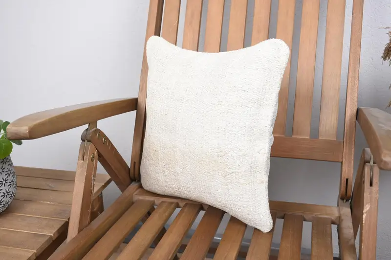 Turkish Kilim Pillow, Pillow Cover, 14x14 Beige Cushion Cover, Vintage Kilim Pillow, Vintage Kilim Throw Pillow, Outdoor Bolster Pillow Cover - 3