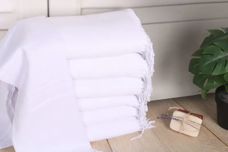 Turkish Beach Scarf Solid White Pashmina, 28x67 Inches