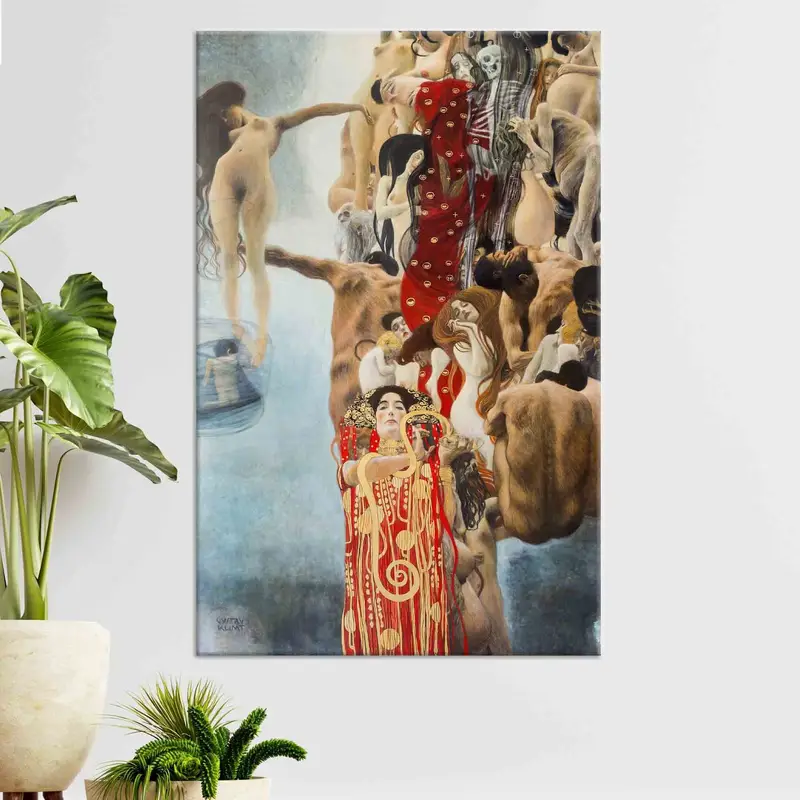 Tıp tuval, gustav klimt sanat eseri, hygieia baskısı, klimt duvar dekoru, ilaç klimt, tuval duvar sanatı, oturma odası duvar dekoru, - 1