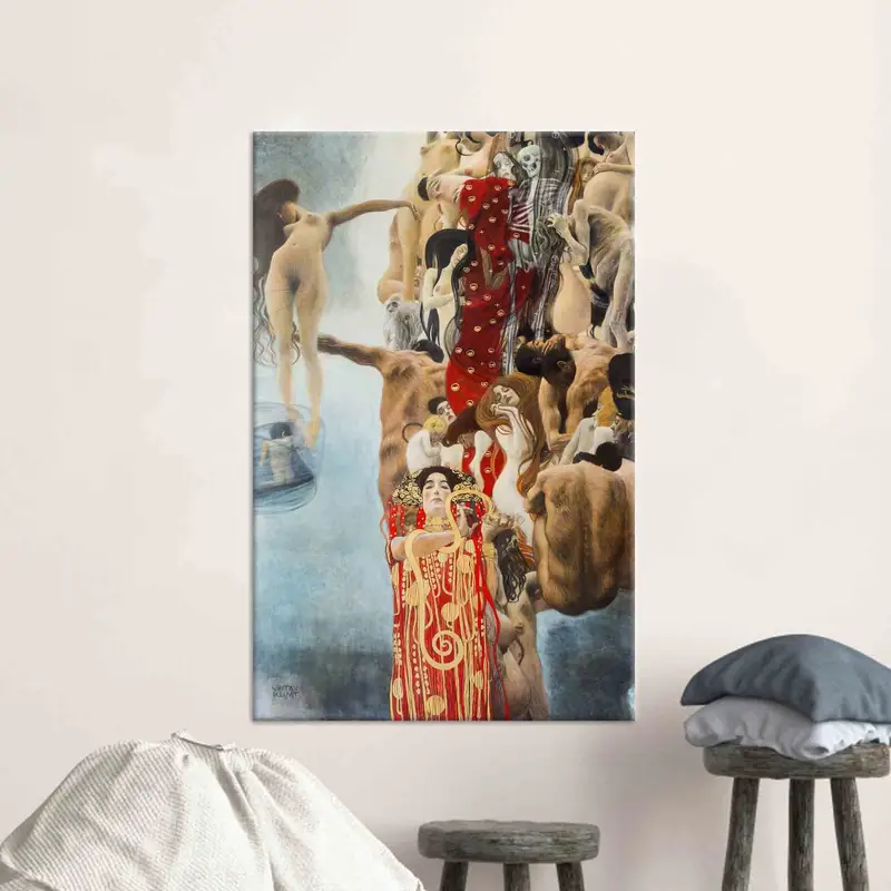 Tıp tuval, gustav klimt sanat eseri, hygieia baskısı, klimt duvar dekoru, ilaç klimt, tuval duvar sanatı, oturma odası duvar dekoru, - 2