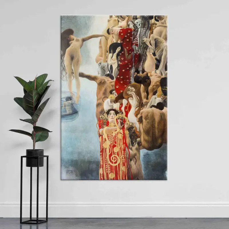 Tıp tuval, gustav klimt sanat eseri, hygieia baskısı, klimt duvar dekoru, ilaç klimt, tuval duvar sanatı, oturma odası duvar dekoru, - 3