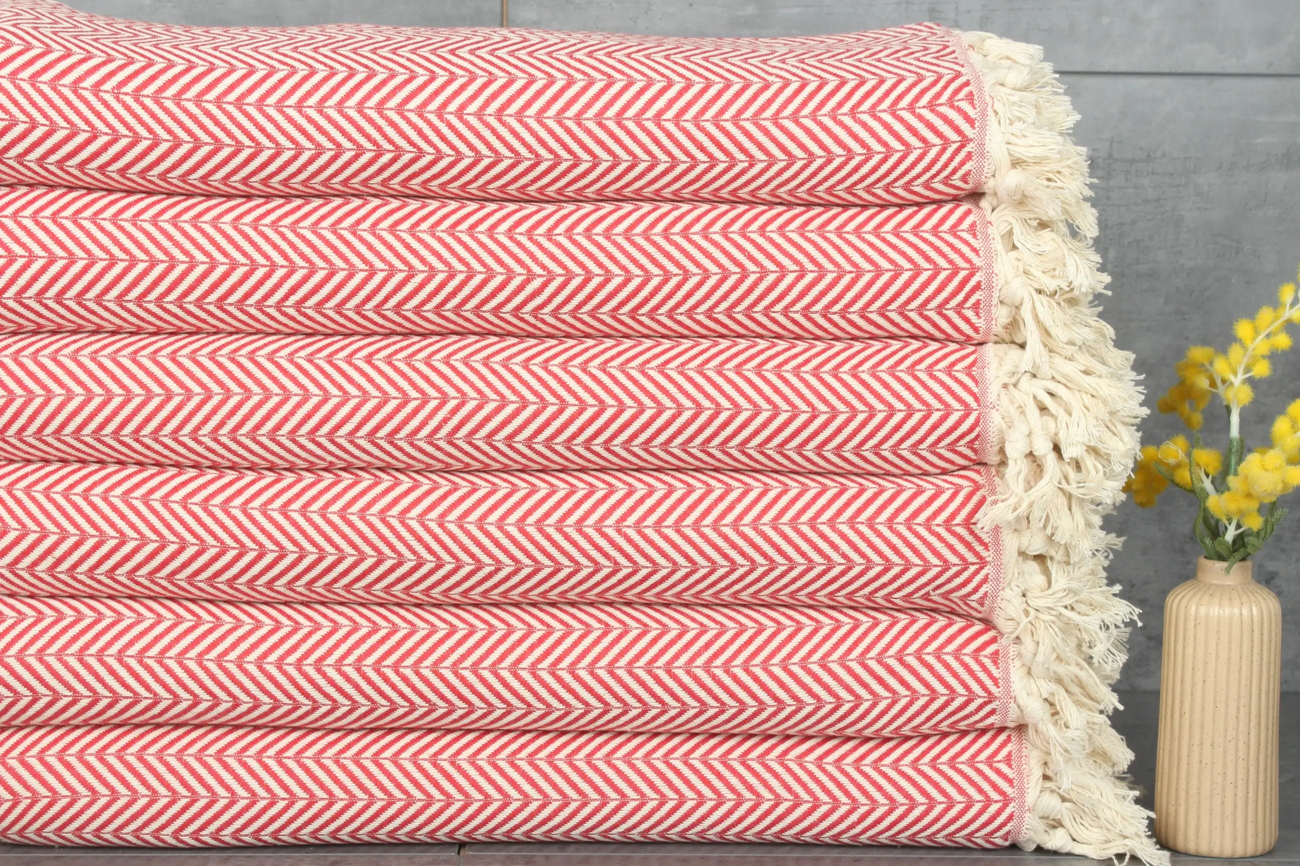 Wedding Favors Red Chevron Cotton Blanket 75x91 Inches - 1