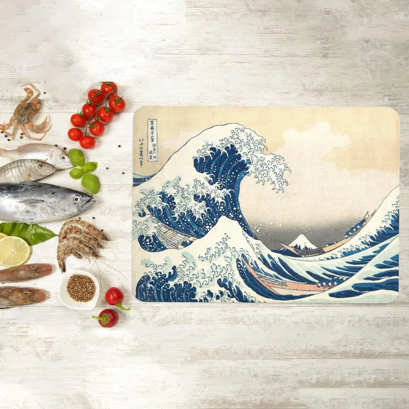 Deniz Manzarası Cam Kesme Tahtası, Çağdaş Soyut Deniz Dalgası Tasarımı