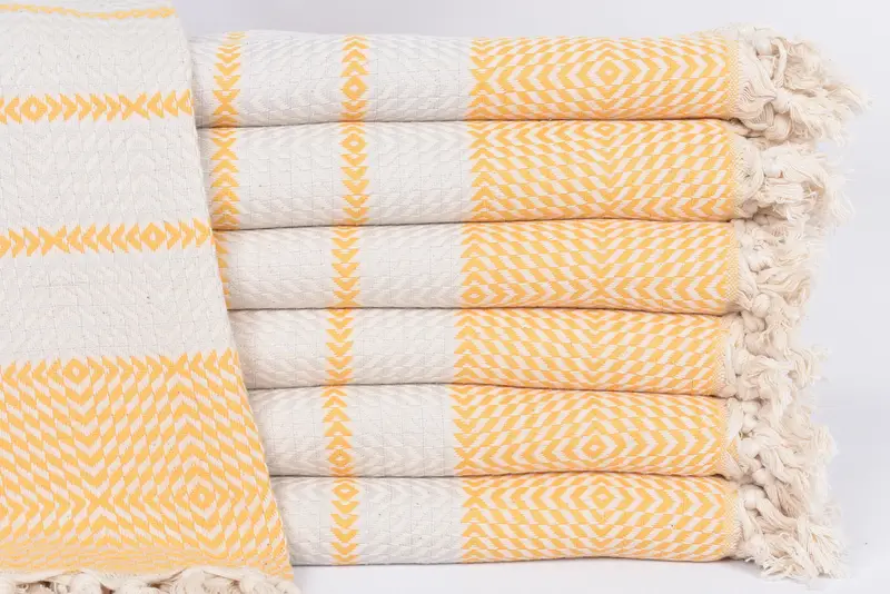 Anniversary Gift For Her, 79x40 Mustard Diamond Towel, Personalized