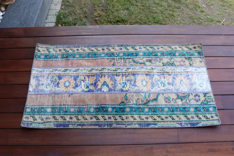 Türk 1.9x3.7 ft Halı, Vintage Küçük Halı, Mavi Güneybatı Halı - 1