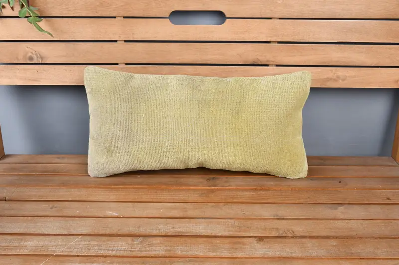 Kilim Pillow, Vintage Cushion, Outdoor Bolster Cushion Cover, 12x24 Yellow Pillow Case, Vintage Pillow, Throw Kilim Pillow, Pillow Sham - 6