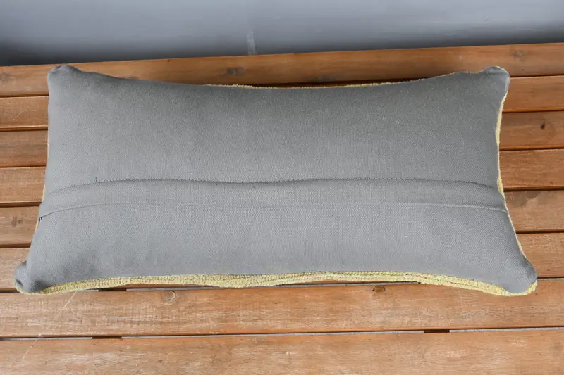 Kilim Pillow, Vintage Cushion, Outdoor Bolster Cushion Cover, 12x24 Yellow Pillow Case, Vintage Pillow, Throw Kilim Pillow, Pillow Sham - 5